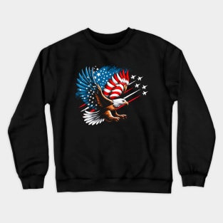 Patriotic Eagle Fighter Jets 4th Of July USA American Flag Crewneck Sweatshirt